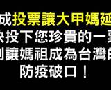 贊成投票讓大甲媽延期，快投下您珍貴的一票，別讓媽祖成為台灣的防疫破口！